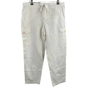 J Crew White Drawstring Cargo Pant‎ Size 4